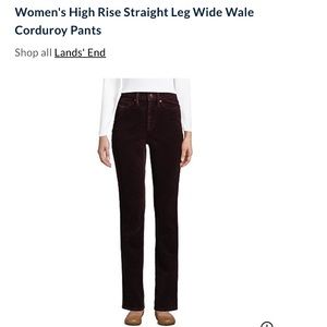 LANDS’ END Blue Corduroy Straight Leg Pants Jeans 10